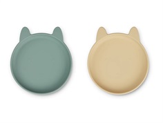 Liewood rabbit peppermint wheat yellow mix silicone plate Olivia (2-pack)